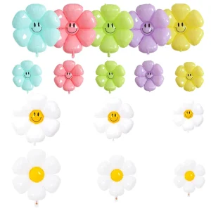Thick Christmas Birthday Large Middle Small Size White Sweet Candy Macaron Daisy Foil Balloon Pastel Flower Decoration