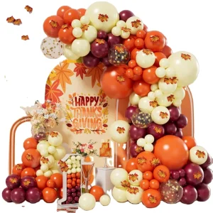 Thick Thanksgiving Balloon Garland Arch Kit Orange Burgundy Cream Latex Balloon Set Birthday Baby Shower Party Decoration