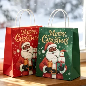 Thickened Christmas Kraft Paper Bags with Handles Durable Holiday Gift Bags Eco Brown Shopping Bags