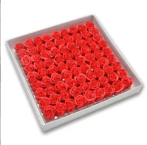 Three Layer 81Pcs Non Pedestal Rose Soap Flower Head Soap Flower Wedding Candy Valentine’s Day Gift Box