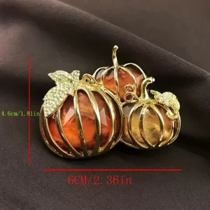 Three Pumpkins Style Sparkling Rhinestone Inlaid Retro Pumpkin Brooch Creative Halloween Thanksgiving Brooch Pin