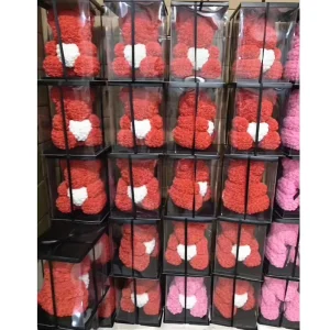 Top Quality 25cm and 40cm Teddy Rose Bear with Gift Box Flower Bear with Gift Box Best Selling Valentine Day Gift
