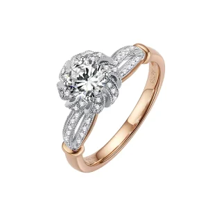 Top Trending Dreamy Fine Jewelry Two Tone Diamond Engagement Ring with Spiral Wrap Halo Setting for Grand Hotel Banquet Matching