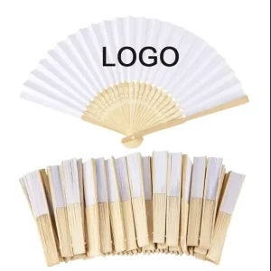 Top ranking Suppliers Custom Printed Logo Folding Bamboo Handfan Rib Wedding Wooden Hand Held White Paper Fans