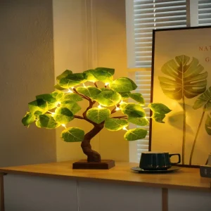 Touch Dimmable Artificial Tree Night Light USB Battery Operated Desktop Ornament Holiday Home Decor Lamp