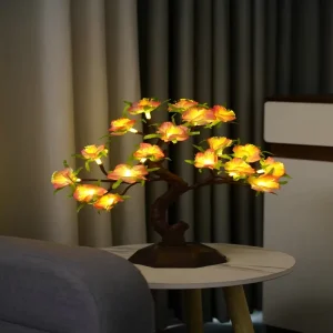 Touch Dimmable Artificial Tree Night Light USB Battery Operated Desktop Ornament Holiday Home Decor Lamp