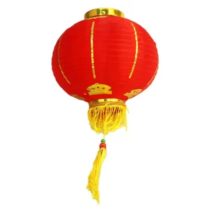 Traditional Chinese Festival Decoration Round Red Silk Nylon Lantern