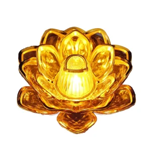 Traditional Chinese Votive Candle Lamp with Lotus Shape Flameless LED Candles Battery Operated for Christmas Decoration