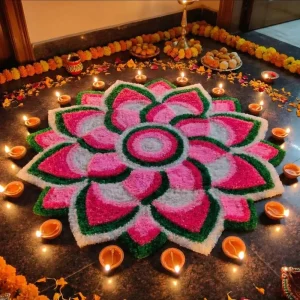 Traditional Rangoli Design Corridor Wall Hanging Mat for Decorating Home Diwali Wedding Festive Ready Made Rangoli Mat OEM Sale
