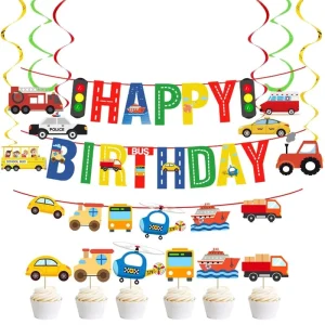 Traffic Light Birthday Party Supplies Car Banners Garlands Spirals Swirls Cupcake Toppers Birthday Party Decorations