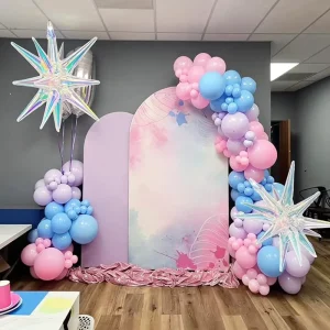 Transparent Explosion Star Pink Blue Balloon Set for Party Decoration