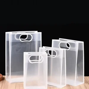 Transparent PVC Handheld Gift Bag Reusable Custom Logo Premium Bag for Birthday Wedding Holiday Present Packaging