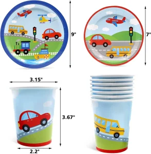 Transportation Birthday Party Supplies Set Serves 20 Guests Transportation Party Tableware Kit