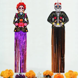 Trending Large Day of the Dead Hanging Decor Dia De Los Muertos Hanging Sugar Skull for Halloween Party Home Decor