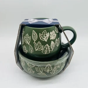 Trendy Autumn Leaf Pattern Ceramic Mug and Bowl Set Hand Painted Festive Porcelain Tableware with Custom Logo for Home
