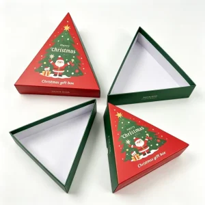 Triangular Christmas Gift Candy Cosmetic Box Custom Logo Printed Rigid Paper Packaging Holiday Festival Design Two Piece Boxes