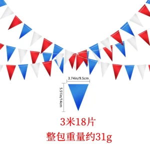 US Independence Day Party Decoration Hanging Flag Fireworks Heart Five-pointed Star USA Stars Stripes Banner Red Blue
