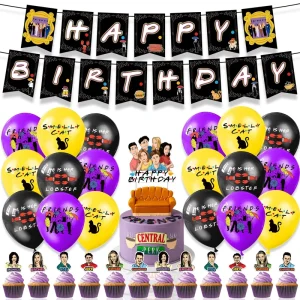 US TV Series Friends Birthday Party Supplies Include HAPPY BIRTHDAY Banner Balloon Cake Cupcake Topper DIY Home Party Supplies