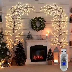 USB Powered Flexible PVC LED Rattan Vine Light DIY Tree Branch Lamp for Festival Home Wall Window Xmas Decor Ambient Lighting