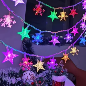 USB Star Snowflake Fairy Light 6M 40LED Indoor Colorful Wedding Xmas Garland Holiday Festival Christmas String Light