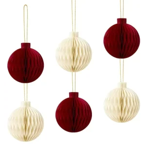 Umiss Eco friendly Christmas Decoration Supplies Christmas Tree Lantern Paper Ball Ornaments Crafts with Magnet for Home