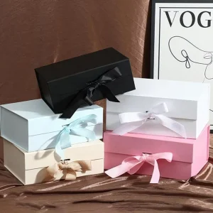 Unboxing Experience Box Hot Stamping Logo Magnetic Closure Flip Folding Gift Box for Boutique Branding Wig Clothing Packaging