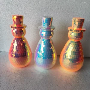 Unbreakable PET Disco Snowman Ornament Multicolor Sparkling Christmas Decoration for Tree Home Party Father’s Day Graduation