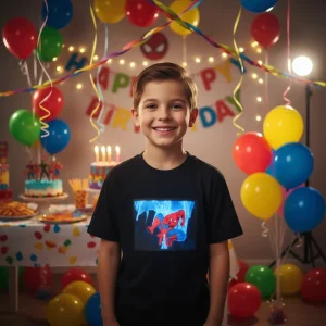 Unique Birthday Gift LED Glowing Tee Shirt with Sound Activation for Kids