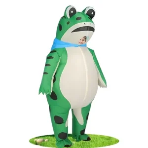 Unisex Frog Inflatable Animal Mascot Costume Funny Halloween Adult Party Couple Air Suit Carnival Promotion Polyester Fan