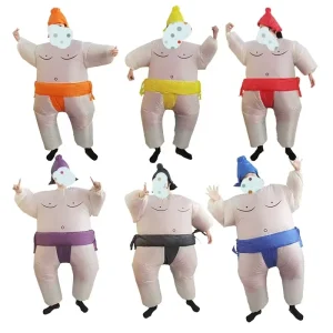Unisex Garment Carnival Fancy Dress up Party Adult Cosplay Sumo Inflatable Costume Sets Men and Women Halloween Christmas Suit