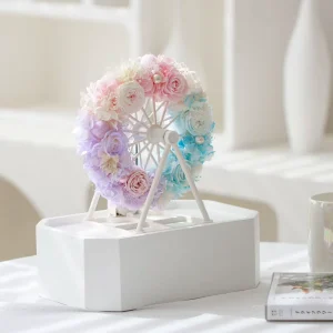 Upgraded Eternal Flower Rotating Blue Tooth Audio Ferris Wheel Emotional Gift Double sided Garland for Mothers Day Gifts