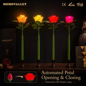 Valentine Day Mother Day Gift Dynamic Blooming Handheld LED Rose Flower Light AA Battery Operated Remote Control Vivid Glowing