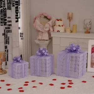 Valentine LED Light Gift Boxes With Ribbon Bow Indoor Plastic Present Cases For Wedding Proposal Anniversary Home Decor