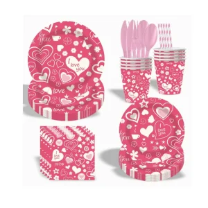 Valentine Theme Disposable Paper Dinner Plate Cup Napkin Birthday Party Tableware Set