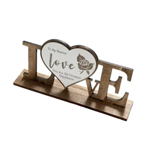 Valentine Wooden Heart Decoration Anniversary Couple Gift Wood Craft Love Ornament Tabletop Decor