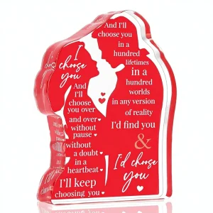 Valentine’s Day Acrylic Couple Silhouette & Hearts Gifts for Him & Her Romantic Anniversary Wedding Christmas & Birthday