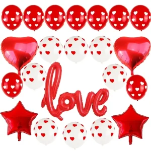 Valentine’s Day Backdrop Photo Prop with Foil, Helium, and Heart Balloons