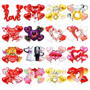 Valentine’s Day Balloon Set Heart Shaped Wedding Valentines Day Balloons for Wedding Party Decoration
