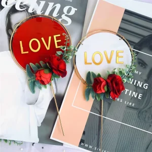 Valentine’s Day Cake Decoration Rose Decoration LOVE Acrylic Wedding Cake Placard Cake Topper Valentine