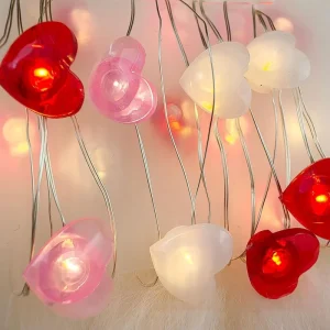 Valentine’s Day Christmas Heart String Lights 10/20/30/50 LEDs Crystal Battery Powered Fairy Lights Romantic Home Bedroom