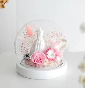 Valentine’s Day Confession Gift Wedding Dress Preserved Flower Rose for Girlfriend Birthday Creative Home Finished Ornament