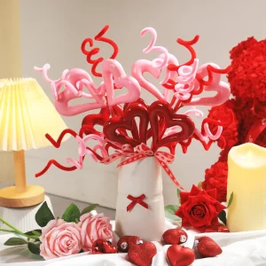 Valentine’s Day Cuttings Red Heart shaped Berry Valentine’s Day Heart shaped Cuttings Dating Flower Branches Date Home Decoration