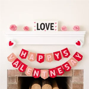 Valentine’s Day Decoration Garland Happy Valentines Day Felt Banner
