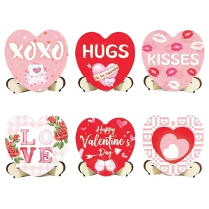 Valentine’s Day Decorative Handcrafted Romantic Pink Love Heart Wooden Ornament for Wedding Table Settings & Wall Decor