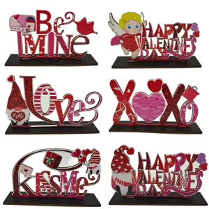 Valentine’s Day Engraved Wooden Table Decorations for Dinner Party Centerpieces Love Kiss Me Lips Gift