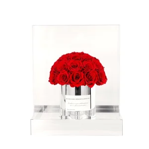Valentines Day Gift Colorful Immortal Ornaments Everlasting Eternal Flower Preserved Rose Mushroom Bouquet in Acrylic Box