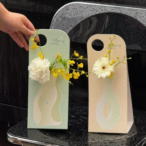 Valentine’s Day Hand Held Waterproof Thickened Flower Box Single Flower Bouquet Packaging Matt Lamination Embossing Customizable
