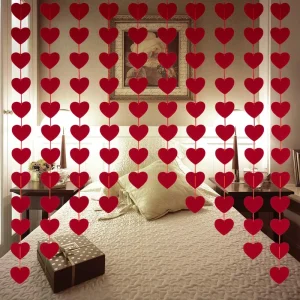 Valentine’s Day Happy Wedding Anniversary Heart Garland Decorations Felt Banner Pennant Flag Hanging Ornament Party Celebration
