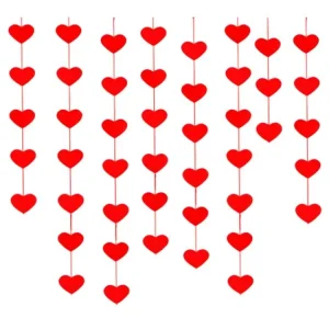 Valentine’s Day Heart Banners Holiday Hanging Decorations Felt Heart Garlands for Wedding Party Birthday Supplies