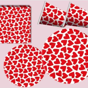 Valentine’s Day Heart Paper Tableware Set Plates Cups Napkins Modern Design Environment Friendly